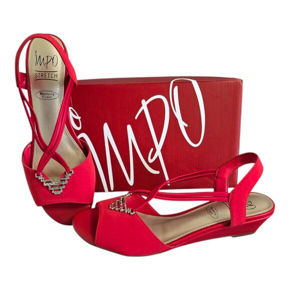 Impo Rodlyn Stretch Wedge Sandals Memory Foam Red Women's Size 8.5M - Picture 1 of 12